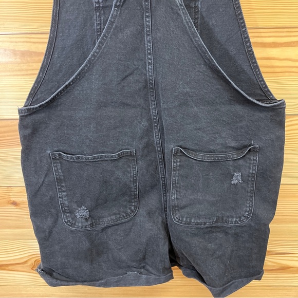 Arizona Jeans Denim Shortalls XXL Black Wash Overall Shorts Stretch Distress B57 - Picture 11 of 12